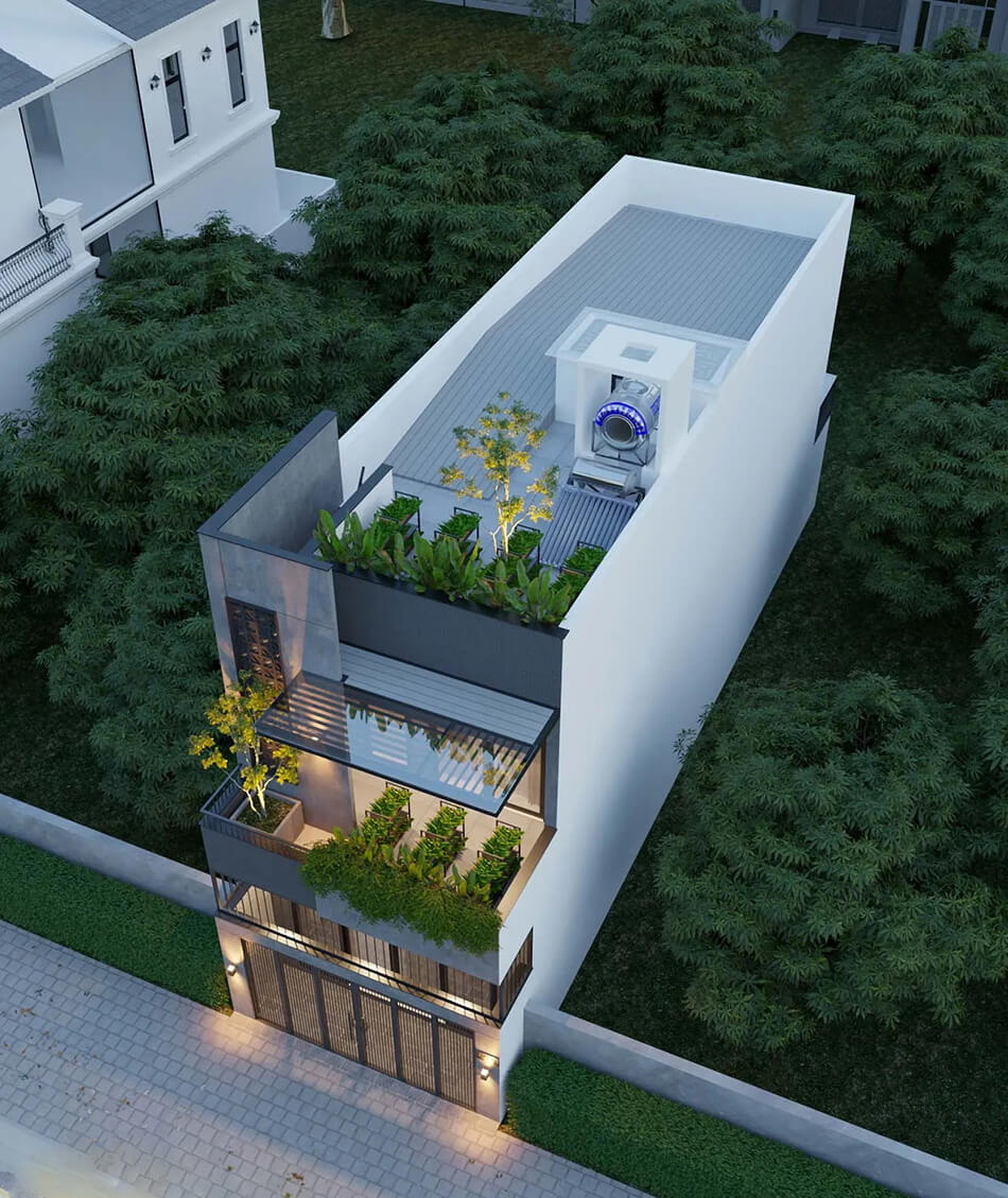 Phối cảnh mẫu nhà 2 tầng kết hợp kinh doanh