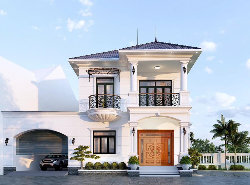 mẫu nhà 2 tầng 4 phòng ngủ dưới 1 tỷ mái nhật