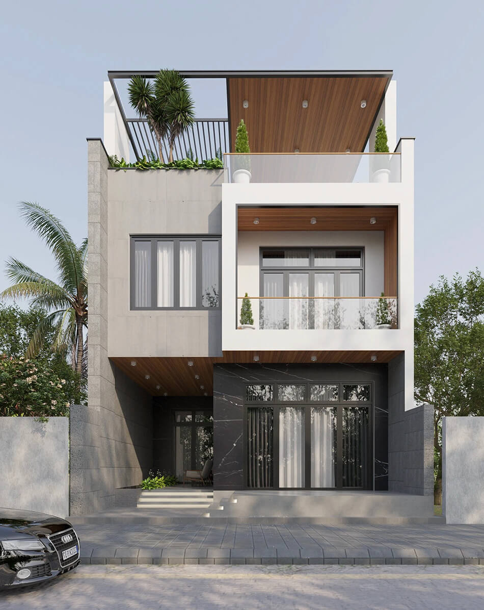 mẫu nhà 2 tầng 4 phòng ngủ dưới 1 tỷ hiện đại