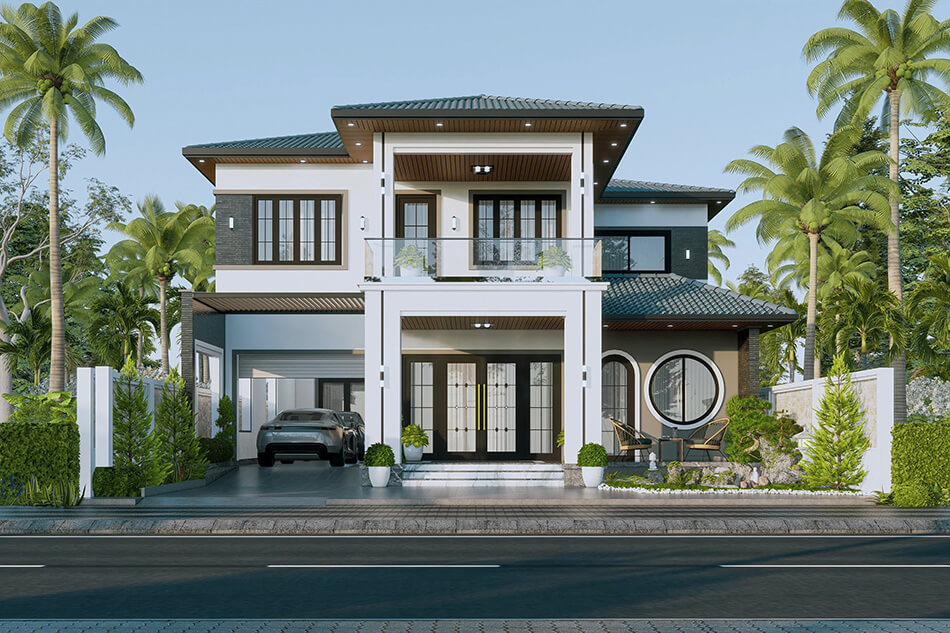 biệt thự mini 2 tầng có gara