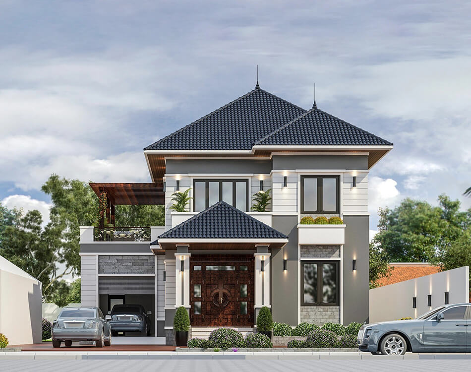 Mẫu biệt thự mini mái nhật